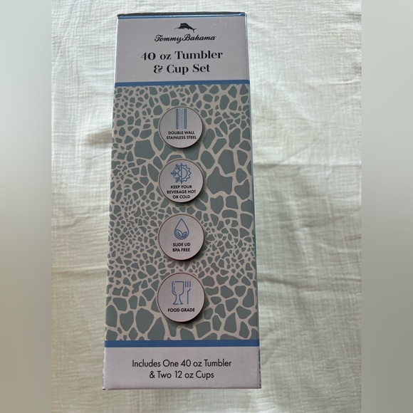 Tommy Bahama 1pc. 40oz Tumbler & 2pcs. 12oz Cup Set – New in Box - Picture 2 of 8